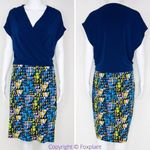 Leota NEW USA-made blue yellow dolman sleeve wrap dress, size 1L Photo 1