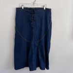 DARK WASH ZOEY BETH‎ DENIM FRONT TIE MAXI SKIRT Blue Size 1X Photo 6