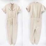 All Saints Kayla Linnet White Cotton Sweatshirt Short Sleeve Zip Front Jumpsuit Photo 26