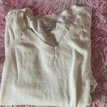 Lucky Brand Cream V-Neck Long Sleeve Knit Sweater Lightweight Casual Photo 1