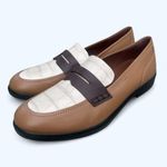 Ecco  Dress Classic 15 Brown Cream Crocodile Slip on Penny Loafer Women's 40 NEW Photo 7