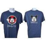 Disney Blue Holographic Front & Back Mickey Mouse 100 Year T-shirt Sz XL NWOT Photo 1