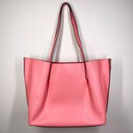 Michael Kors Emilia Large Pebbled Leather Tote Bag Grapefruit Pink Buckle Accent Photo 4