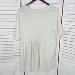 Urban Outfitters Linen Blend Babydoll Mini Dress Beige Small V Neck Button Photo 7
