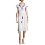 Rachel Zoe  White with Blue Embroidery Nightgown M Photo 2
