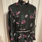 Donna Morgan High Neck Long Sleeve Floral Knee-Length Dress Black Size 14 Whimsygoth Coquette Coastal Rave Emo Anthropologie Photo 3