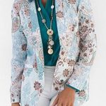 Chico's Like New Floral Twill Jacket Top Size Large Photo 0