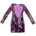 superdown NWT Sparkling Pink Cindi Sequin Long Sleeve Open Back Mini Dress XXS Photo 6