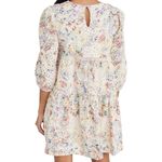 En Saison Eyelet Babydoll Mini Dress Size Small Floral Tiered Lined Puff Sleeve Pink Photo 3