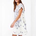 Free People  Floral Gauze Pinwheel Dress Size Medium blue white boho beach travel Photo 1
