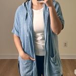 Barefoot Dreams NEW CozyChic Ultra Lite Short Sleeve Zip Up Hoodie XXS/XS Blue Photo 8