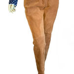 VINTAGE 1980'S TAN SUEDE FLARE LEG PANTS (S) Photo 0
