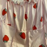 SheIn Womens Juniors Crop Top S Small 32” Pink & Red Strawberries Strawberry Print Photo 1