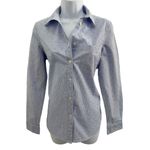 Gap  Fitted Boyfriend Shirt Light Blue Silver Dots Long Sleeve Collared‎ ButtonUp Photo 1