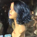 Blue curly Short bob Lacefront wig Ombre Photo 1