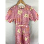 MELLODAY Floral Short Sleeve Open Back Midi Dress Pink Size Small Photo 1