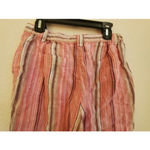 JM Collection JM Petite Collection Wide Leg‎ Linen Capri Pants Size 2P Pink Pockets Stripes Photo 5