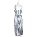 Charter Club  Linen Cotton Blue White Stripe Wide Leg Jumpsuit 8 Photo 3