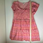Umgee  Floral Paisley Tiered Mini Dress Small Pink Boho Lightweight Flowy Resort Photo 6