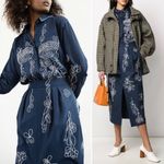 Mara Hoffman Florence Embroidered Navy Pencil Midi Skirt Size 0 Organic Cotton Photo 2