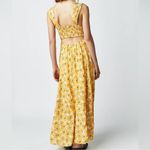 Free People  Women’s Rosalee Midi Dress Yellow Combo Sunflowers Floral Print Sz M Photo 5