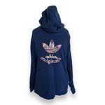 Adidas Originals Womens Hoodie Sz L Navy Blue Paris Slim Sweatshirt Pockets Size L Photo 6
