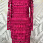 Saylor  Suzie Long Sleeve Lace Sheath Midi Dress Fuchsia‎ Pink Size Medium Photo 5