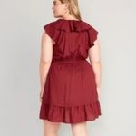Old Navy  Ruffled wine colored v neck tied Mini Dress with pockets size XL Photo 1