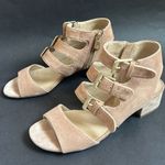 Adrienne Vittadini  Lalra Gladiator Block Tan Faux Suede Heels  Size 6 Photo 2