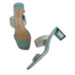 Schutz Ariella Blue and Clear Acrylic Mid Sandals Size 8.5 Photo 0