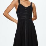 Mango Black Midi Dress with Button Detail Photo 0