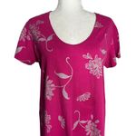 Vintage 90s Floral Cotton Maxi Dress Medium Pink Short Sleeve Scoop Neck Photo 1