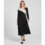Dalia Macphee Long Sleeve Asymmetrical color block Maxi Sweater Dress black Sz M Size M Photo 3