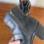 Frye  • Sabrina Double Buckle Boot ankle bootie black leather block heeled moto Photo 8