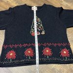 Woolrich Vintage  Wool Holiday Sweater Womens Medium Embroidered Christmas Black Photo 4