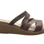 Crocs Leigh Ann Leather Strap Wedge Sandals Women’s Size 10 Brown Comfort 204730 Photo 0