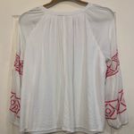 Lane Bryant  White & Hot Pink Embroidered Boho Sz 18 Long Sleeve Blouse.     2326 Photo 3