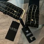 Ralph Lauren  Embossed Leather Tab-Stretch Wide Belt Black/Gold NWT Sold Out! Photo 1