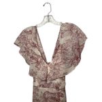Nasty Gal Toile Print Ruffle Deep V Maxi Dress Cottagecore Boho Evening Sz 8 Photo 2