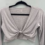 Aerie  Offline Thumbs Up Bow Crop Top Grey Medium Photo 4