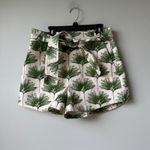 ZARA PRINTED SHORTS GREEN CREAM TROPICAL Small Photo 1