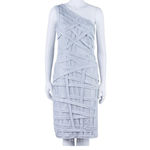 Tadashi Shoji  Silver Metallic One Shoulder Dress Photo 11