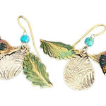 Gold tone fishhook backing and turquoise teardrop fish earrings Green Photo 0
