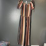Xhilaration Medium Striped Off Shoulder Tie Sleeve Boho Jumpsuit Photo 3
