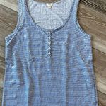 J.Crew  Sz M Blue & White Striped Sleeveless Top W Sequins Photo 0