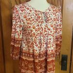 Bright Orange Floral Hippie Chic Peasant Top White Photo 5