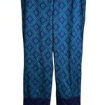 St John Size Medium Ankle Pants Blue Silk Blend Pull On Pockets Twill Stretch Photo 0