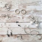 Job Lot of 9 Pairs of Earrings Silver Tone Pre Owned Earrings for Pierced Ears Photo 0