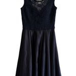 Mori Lee   Madeline Lace and Satin Bridesmaid Dress with V-Back Navy Blue 8 Photo 0