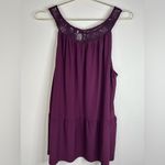 Sweet Rain 2XL Sleeveless Burgundy Tunic Top with Lace Yoke Flowy Elegant Photo 5
